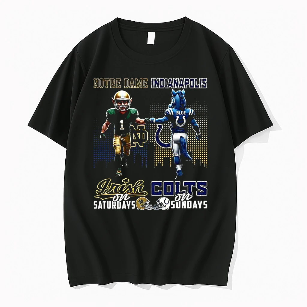 Mascot Notre Dame Fighting Irish On Saturdays And Indianapolis Colts And Sundays Shirts