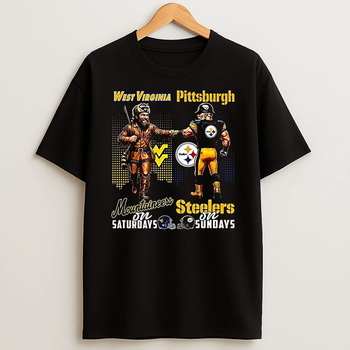 Mascot West Virginia Mountaineers On Saturdays And Pittsburgh Steelers And Sundays Shirts