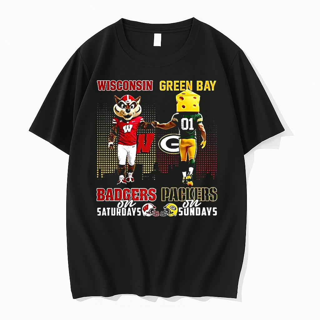 Mascot Wisconsin Badgers On Saturdays And Green Bay Packer And Sundays Shirts