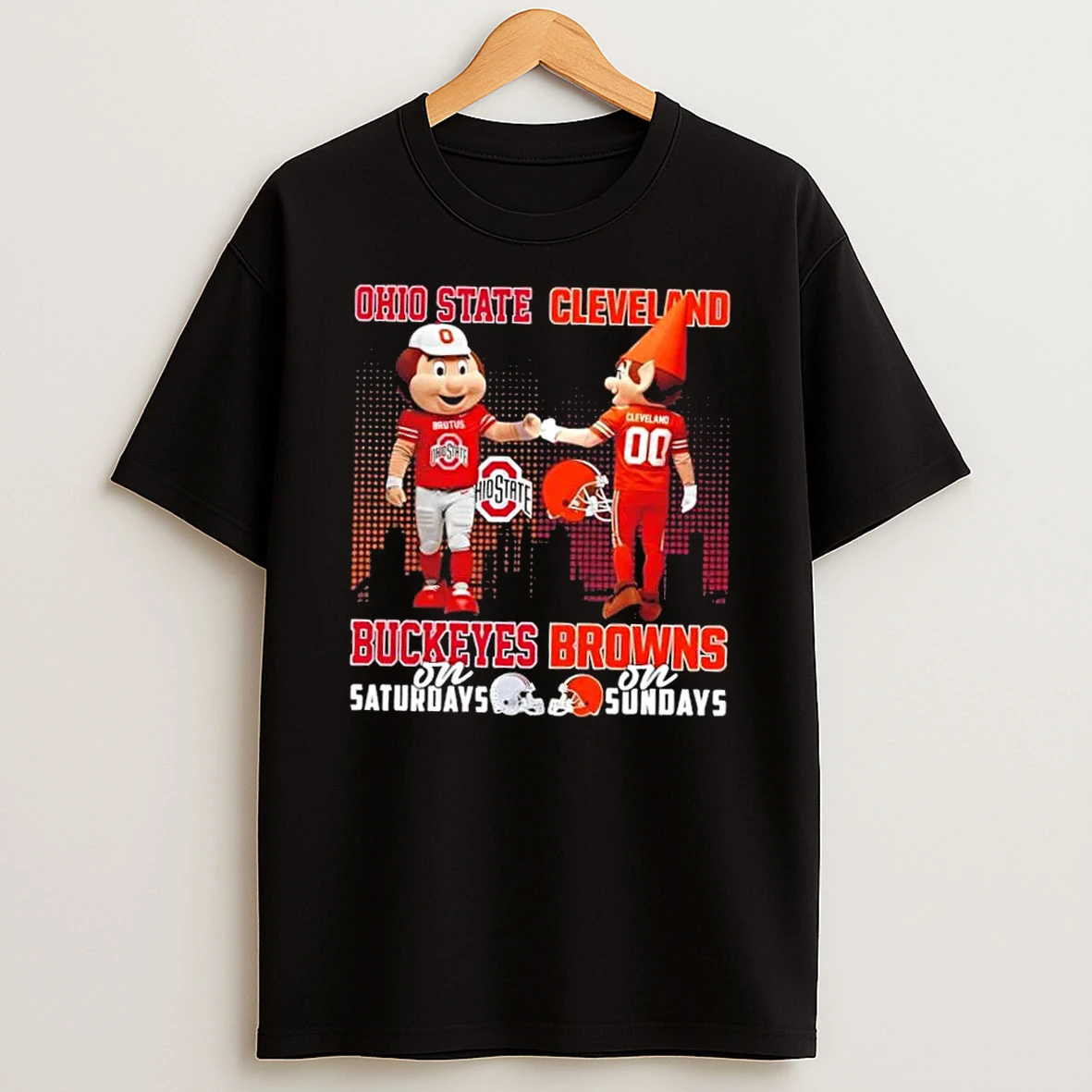 Mascots Ohio State Buckeyes On Saturdays X Cleveland Browns On Sundays Skyline Shirts