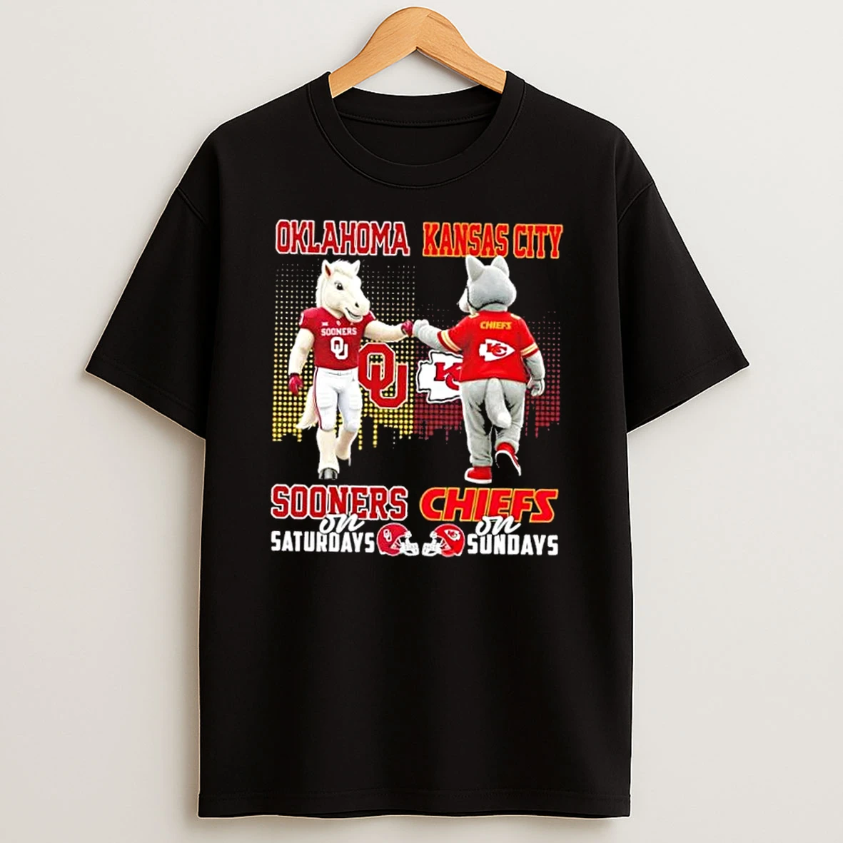 Mascots Oklahoma Sooners On Saturdays X Kansas City Chiefs On Sundays Skyline Shirts