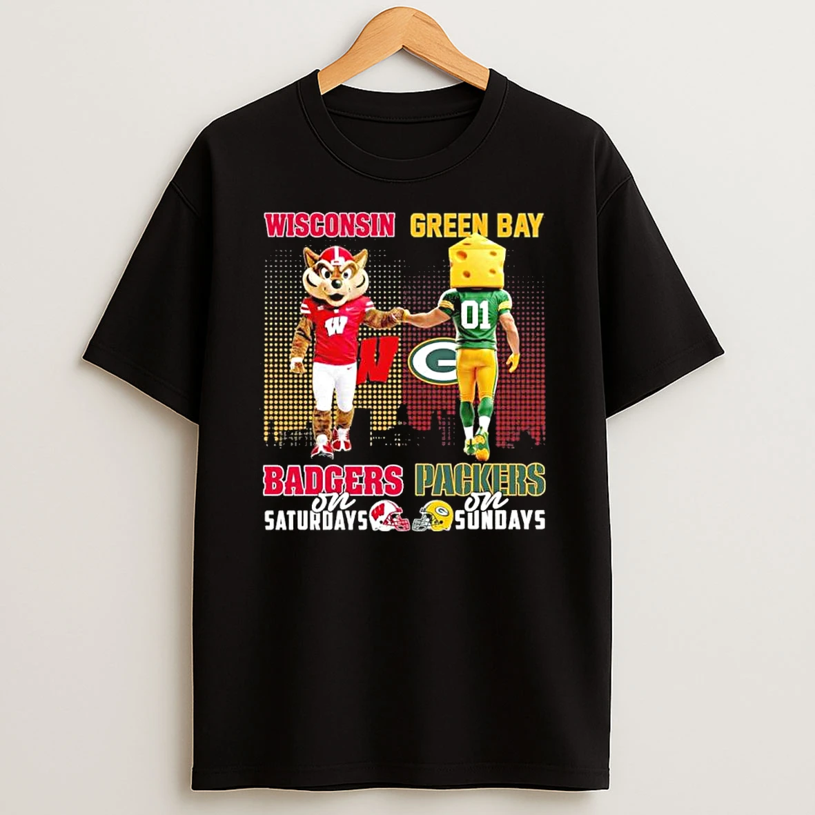 Mascots Wisconsin Badgers On Saturday And Green Bay Packers On Sundays Shirts
