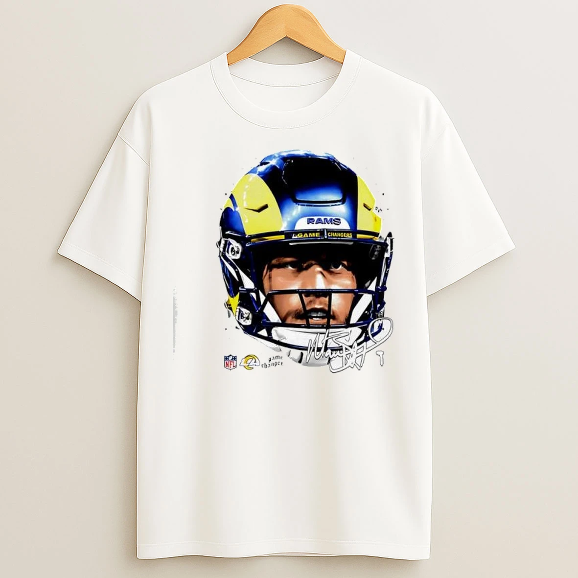 Matthew Stafford Los Angeles Rams Quarterback Helmet Signature T Shirts