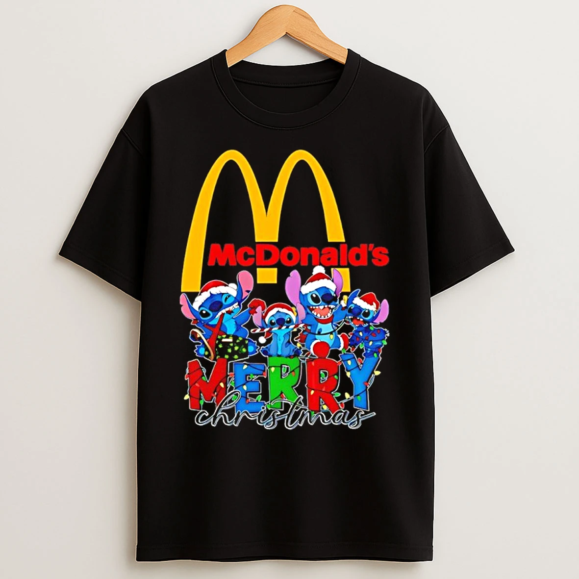 Mcdonalds X Stitch Lightning Merry Christmas 2025 T Shirts