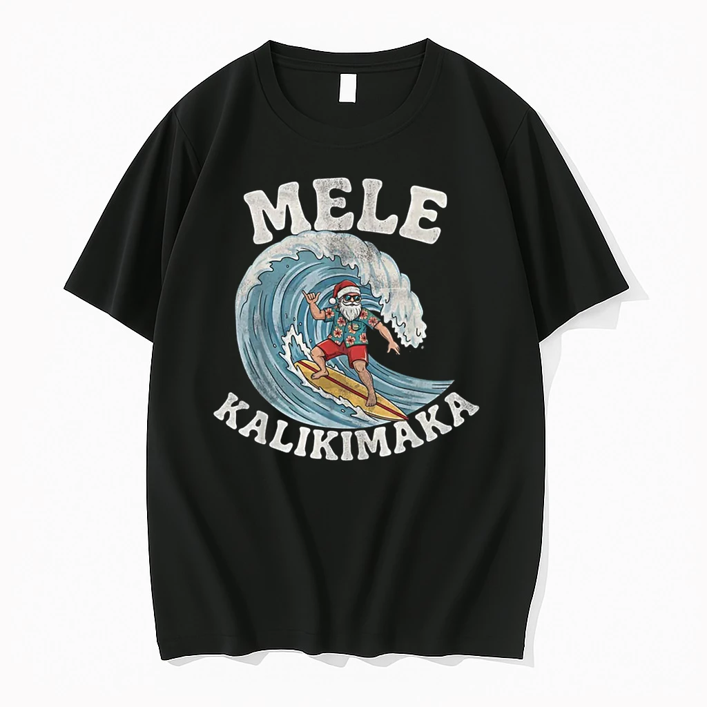 Mele Kalikimaka Santa Surfing Hawaii Christmas Shirts