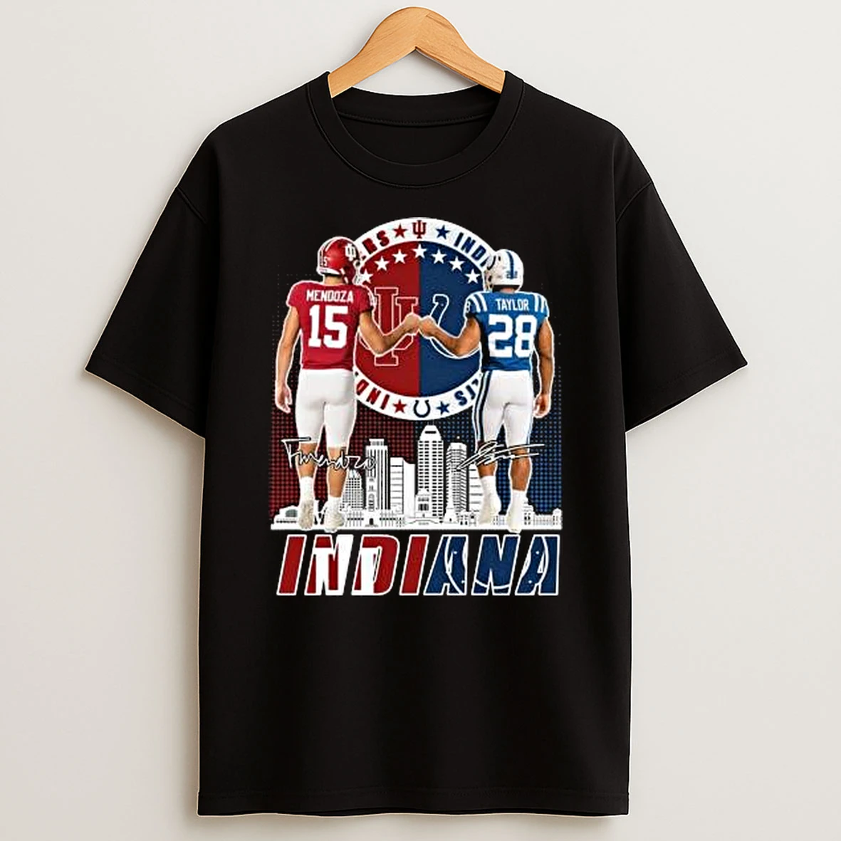 Mendoza Hoosiers And Taylor Colts Skyline Signatures Shirts
