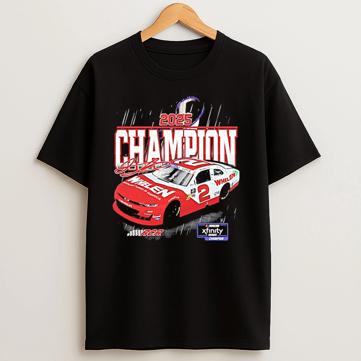 Mens Jesse Love Jr Checkered Flag Sports Black 2025 Nascar Xfinity Series Champion T Shirts