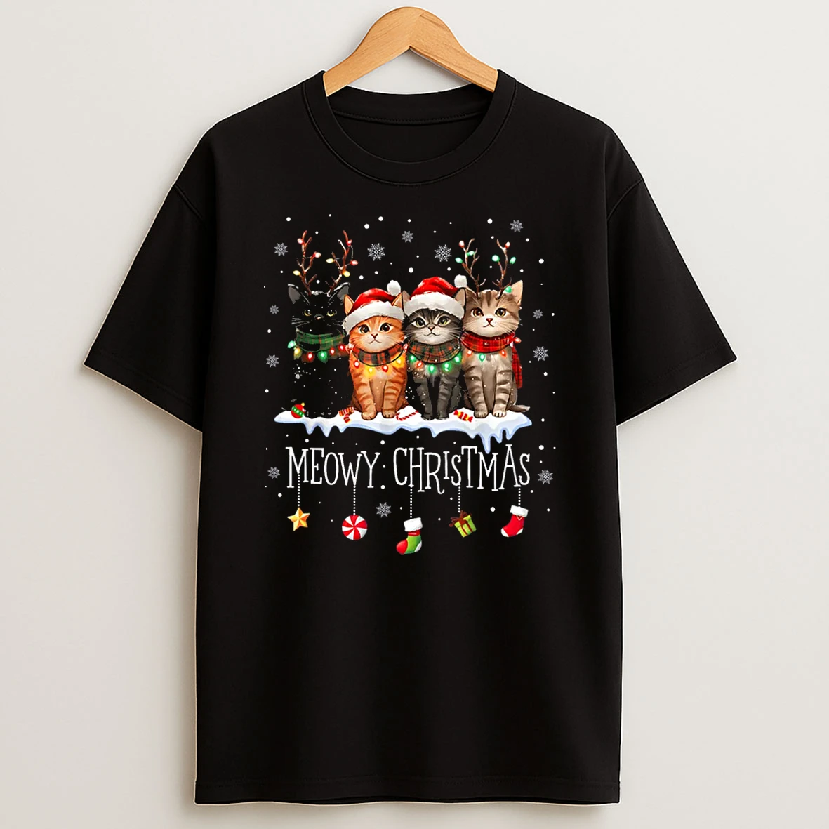 Meowy Catmas Cat Christmas Cute Kitten Cats Santa Hat Xmas Shirts