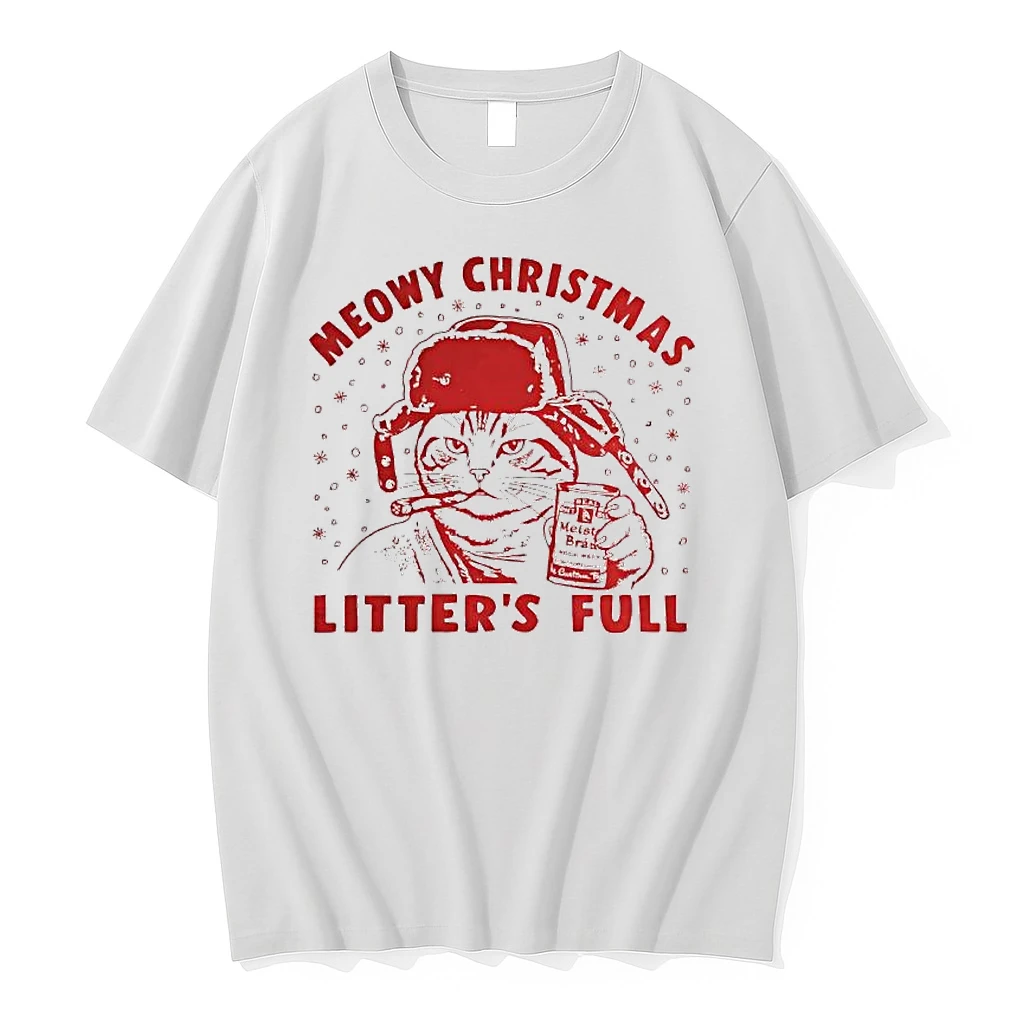 Meowy Christmas Litters Full Funny Xmas Cat Shirts