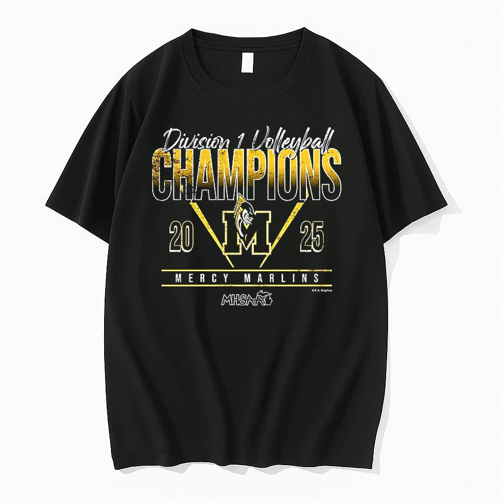 Mercy Marlins 2025 Mhsaa Volleyball Division 1 Champions Shirts