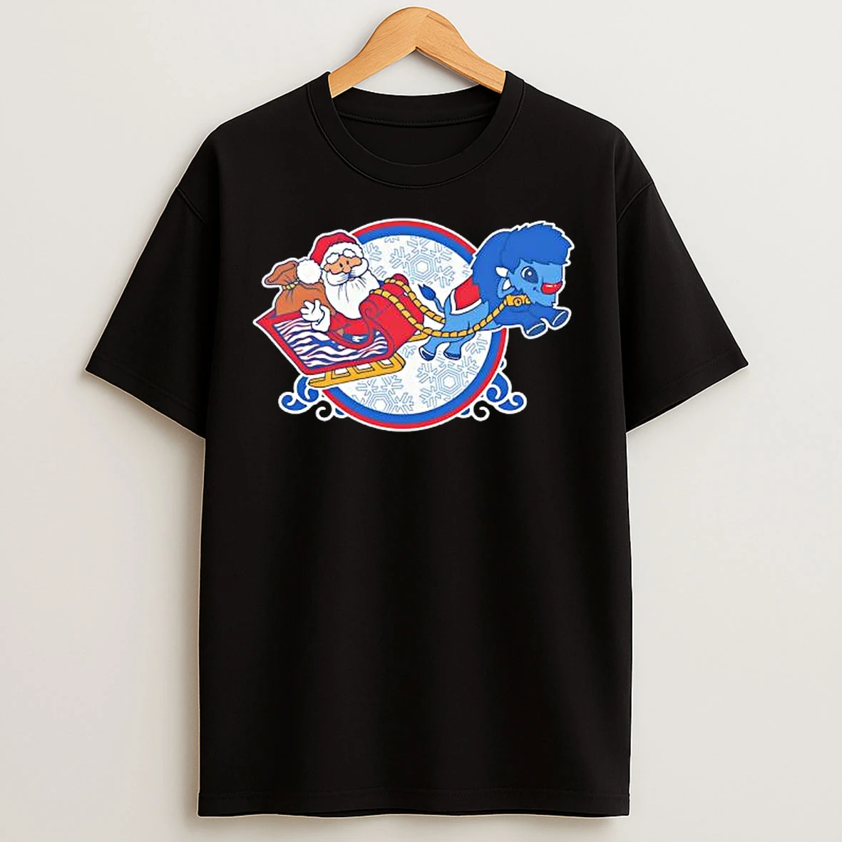 Merry Buffalo Glossy Ceramic Santa Xmas T Shirts