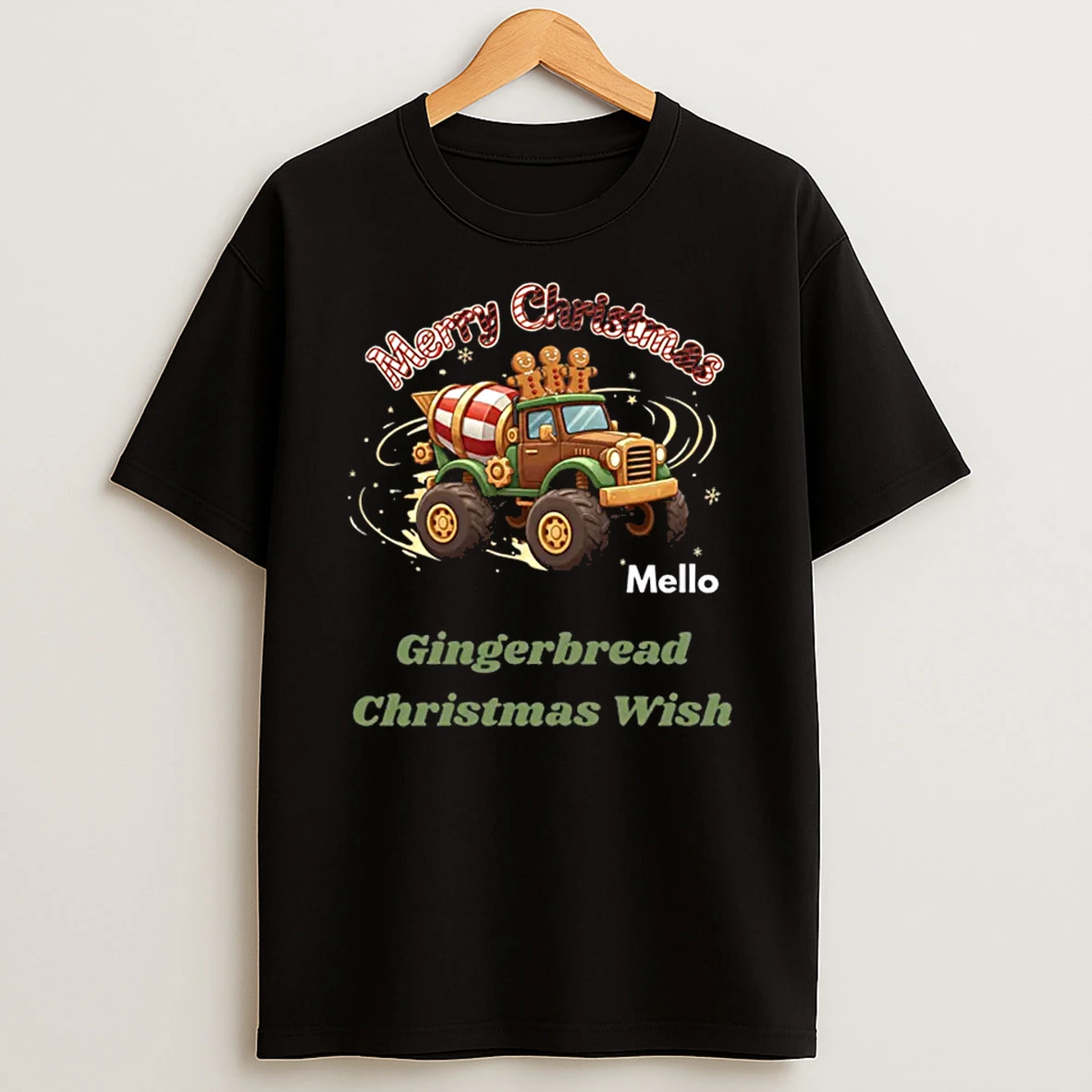 Merry Christmas Cute Gingerbread Mello Mixer Truck Shirts