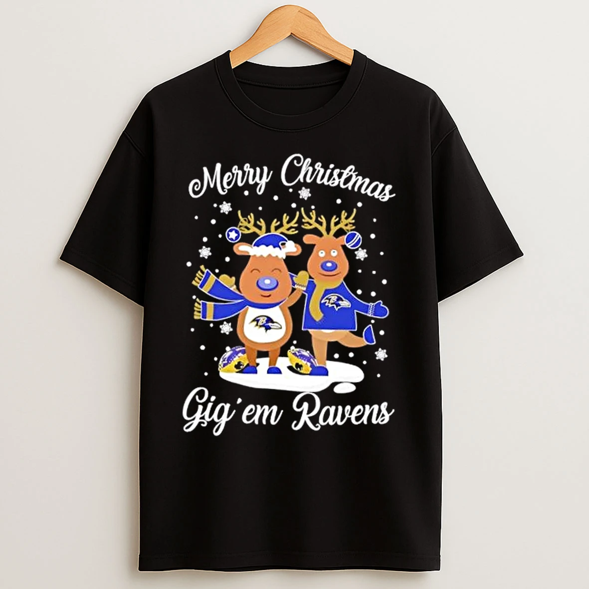 Merry Christmas Gig Em Baltimore Ravens Football T Shirts