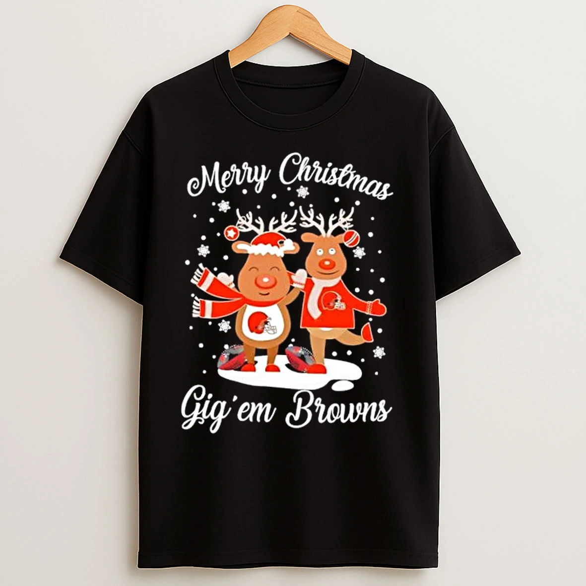 Merry Christmas Gig Em Cleveland Browns Football T Shirts