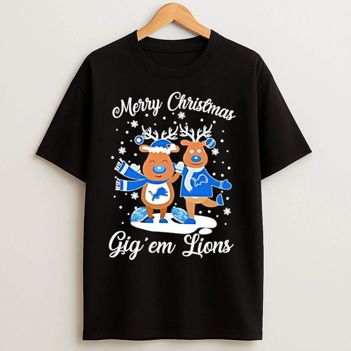 Merry Christmas Gig Em Detroit Lions T Shirts