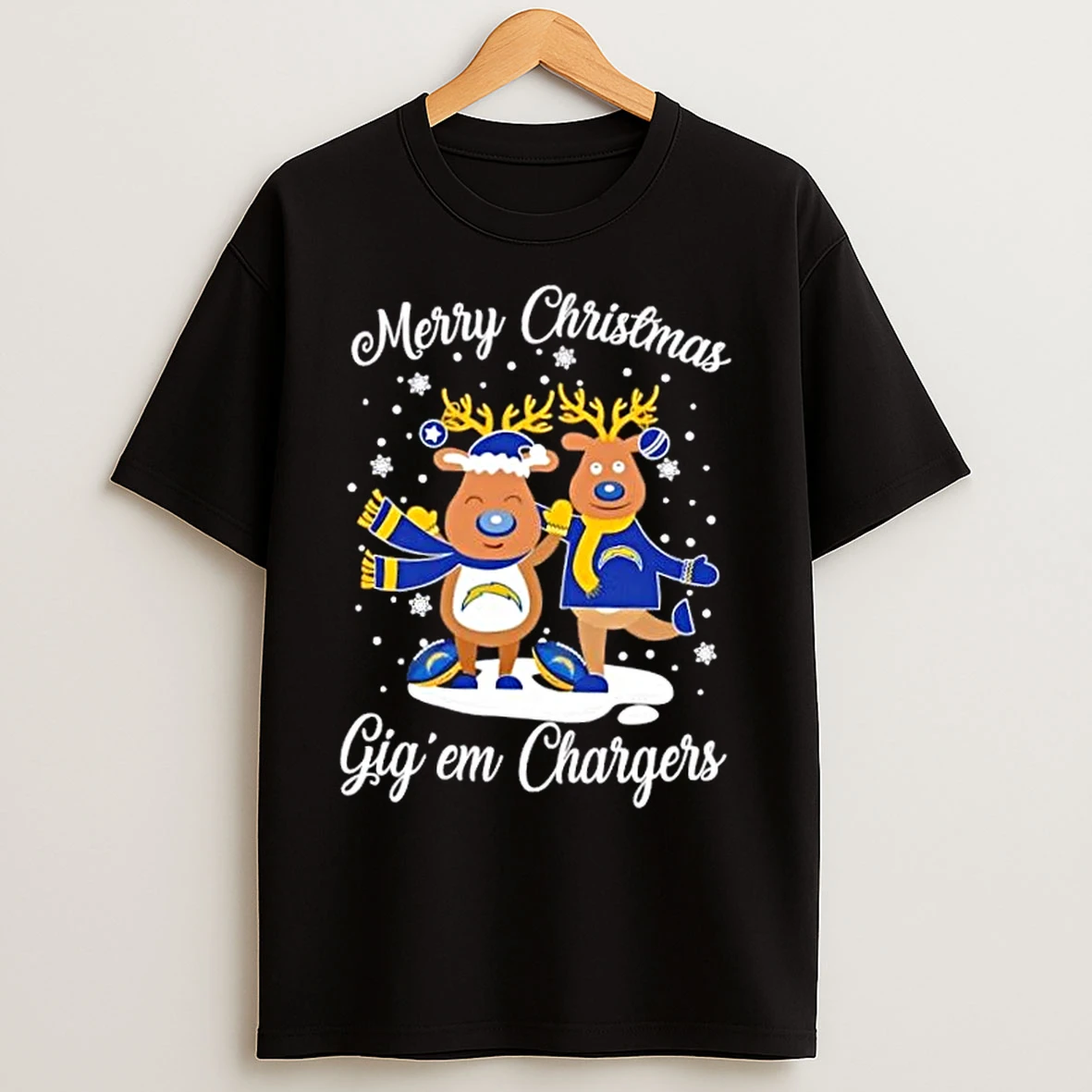 Merry Christmas Gig Em Los Angeles Chargers T Shirts