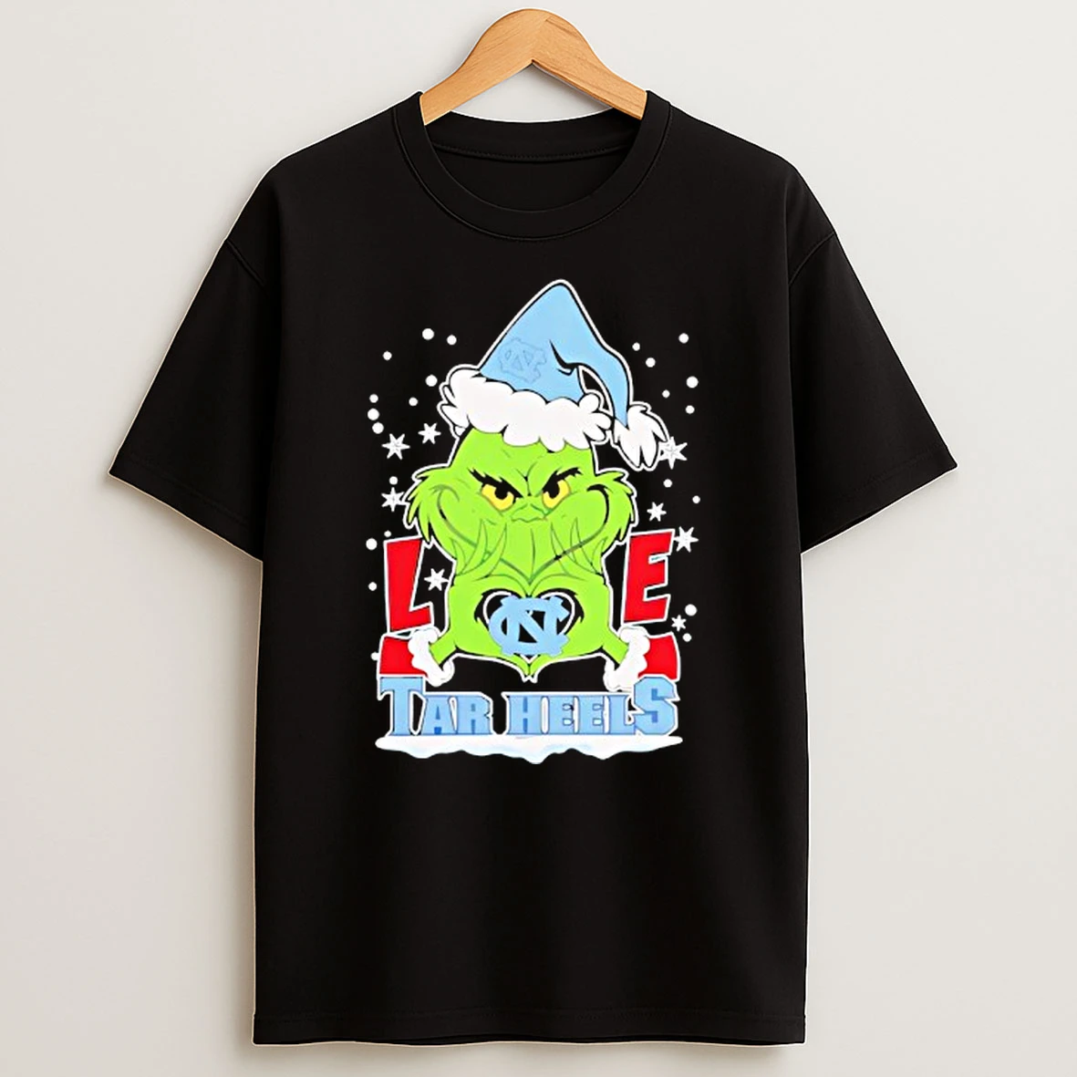 Merry Christmas Grinch Love North Carolina Tar Heels Shirts