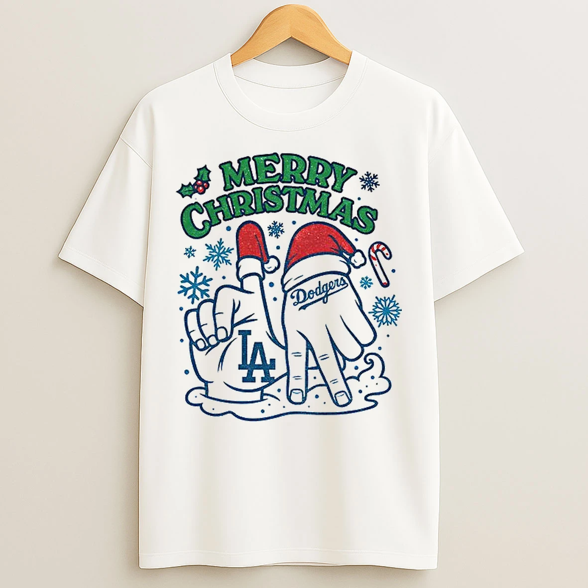 Merry Christmas Los Angeles Dodgers Hands Mlb Baseball World Series 2025 T Shirts