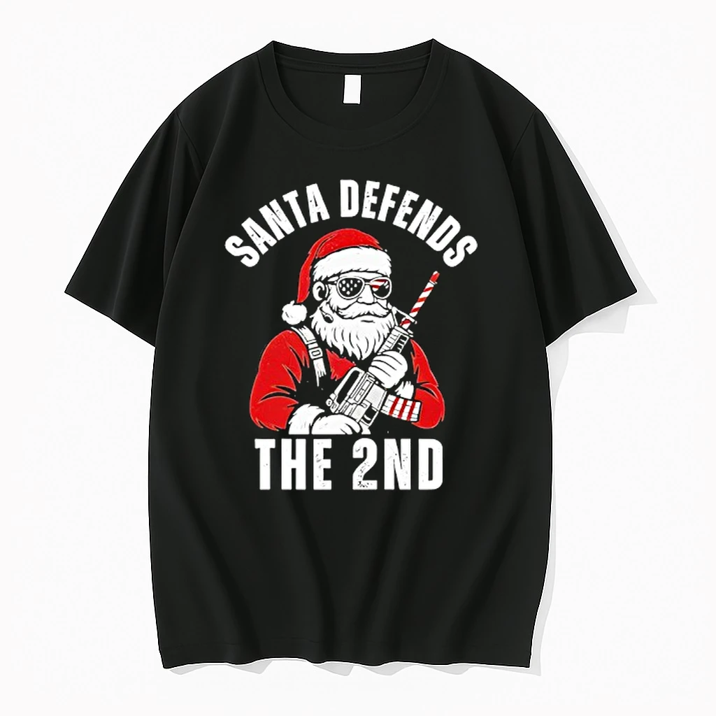 Merry Christmas Santa Defends The 2nd Amendment Usa Patriotic Shirts