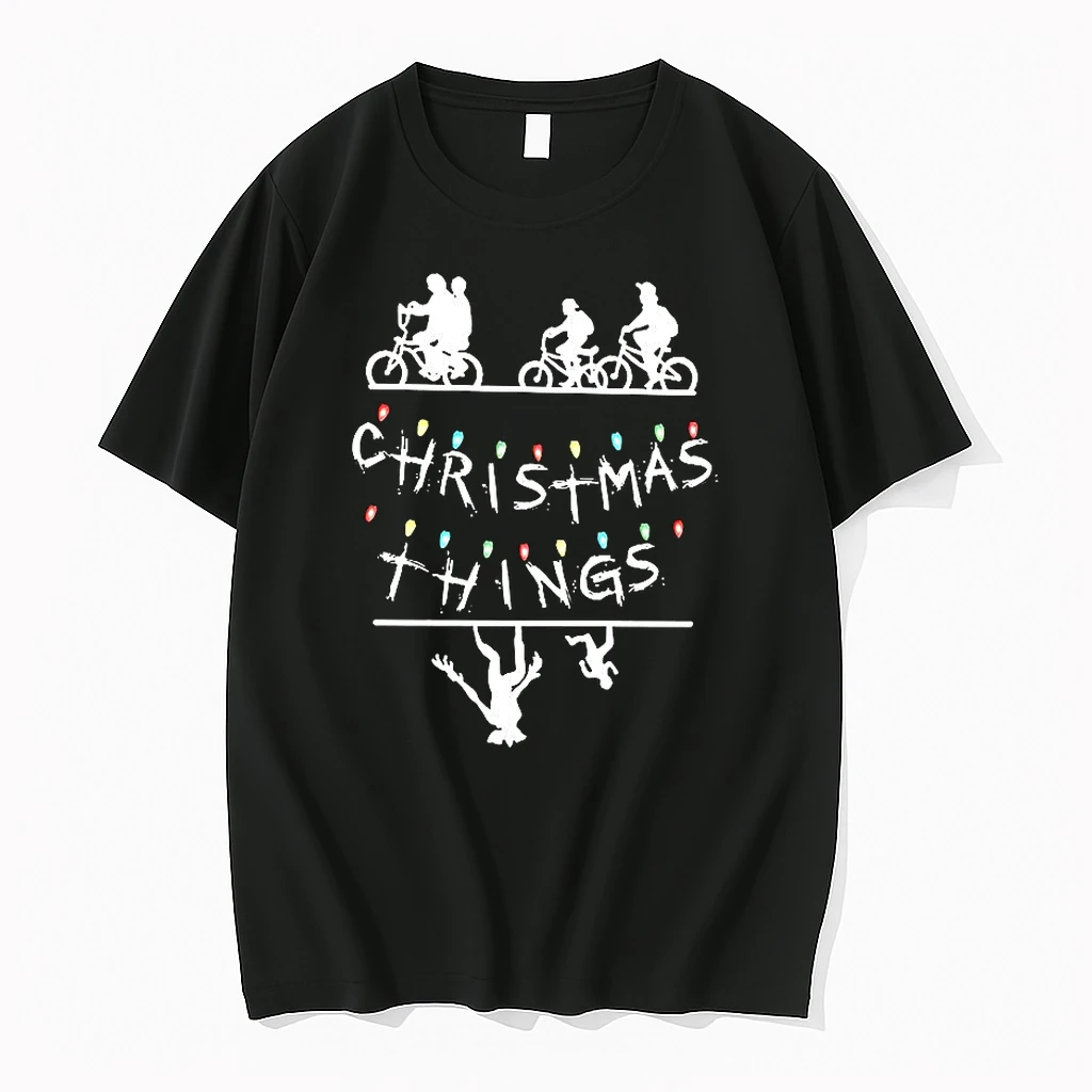 Merry Christmas String Lights Upside Down Silhouette Retro Shirts
