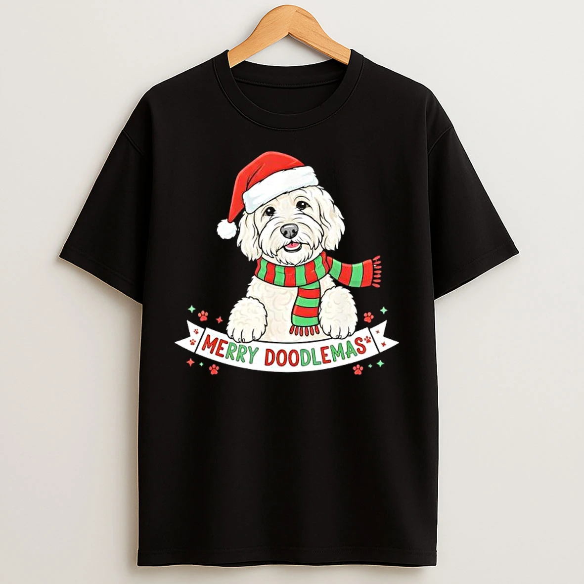 Merry Doodlemas Goldendoodle Christmas Dog T Shirts
