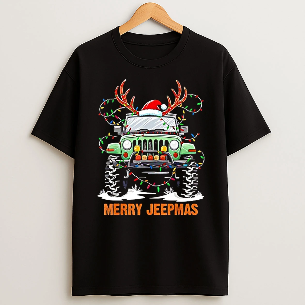 Merry Jeepmas Light Christmas Santa Hat Reindeer Shirts