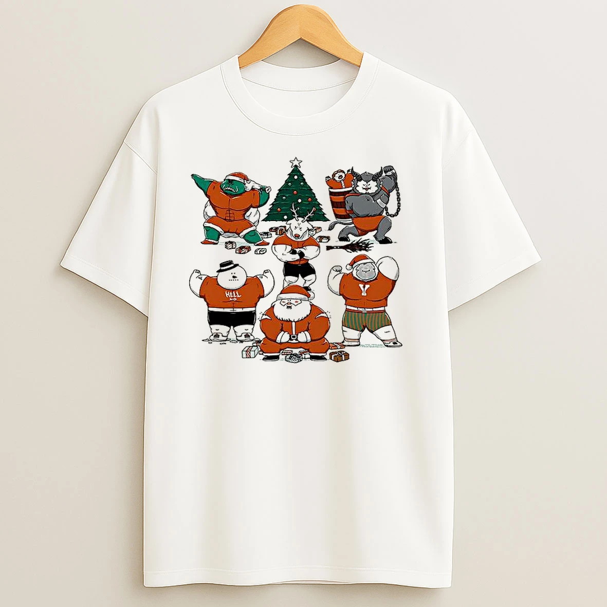 Merry Muscular Christmas Characters T Shirts