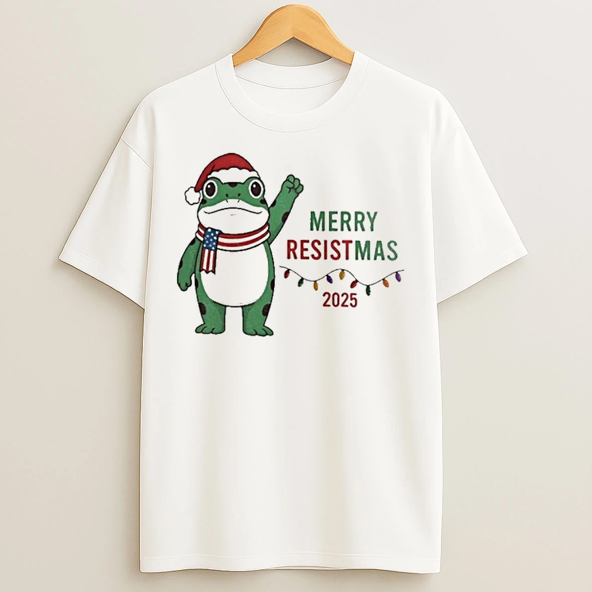 Merry Resistmas Portland Frog Santa Hat Merry Christmas 2025 T Shirts