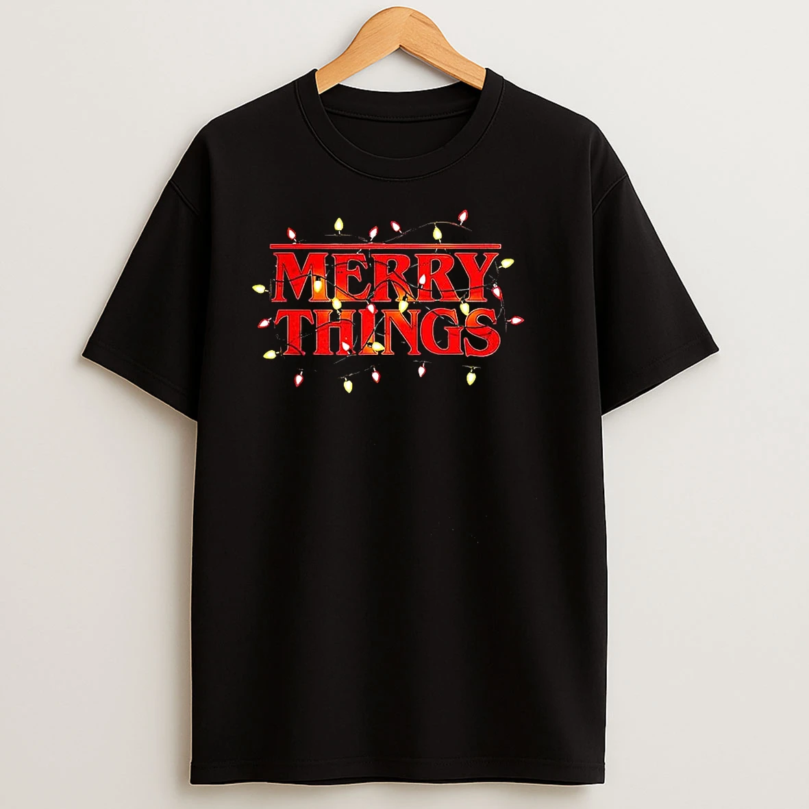 Merry Things Merry Christmas String Lights Retro T Shirts