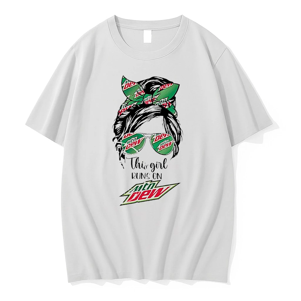 Messy Bun This Girl Runs On Mtn Dew Shirts