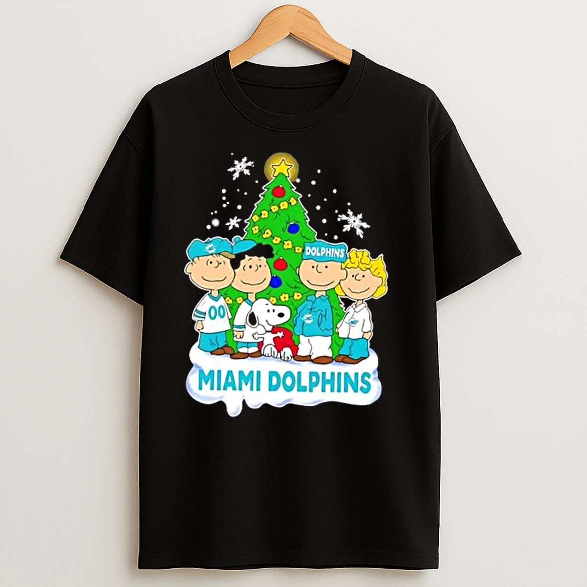 Miami Dolphins X Peanuts Snoopy And Friends Christmas Tree T Shirts