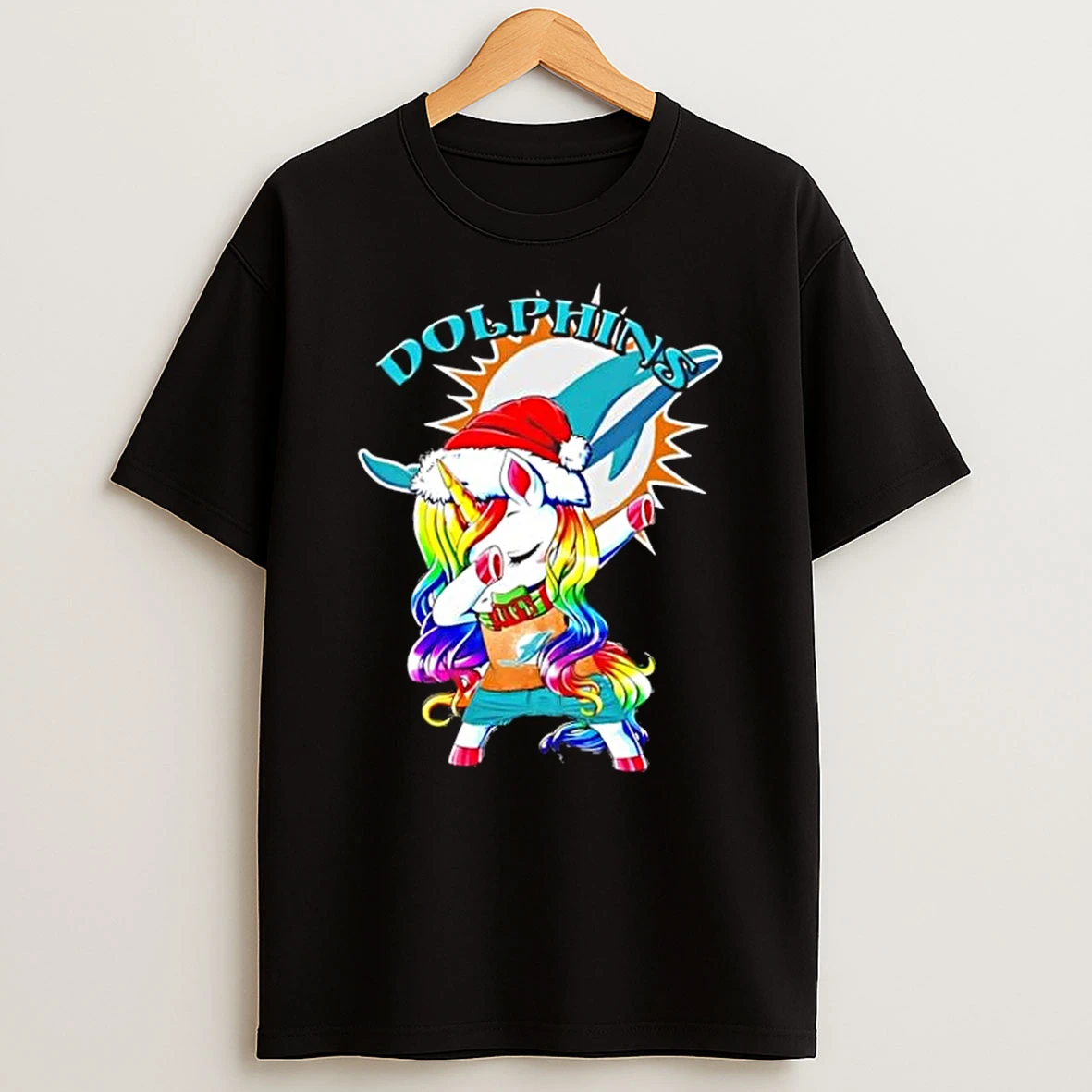 Miami Dolphins X Unicorn Santa Hat Dabbing Merry Christmas Shirts