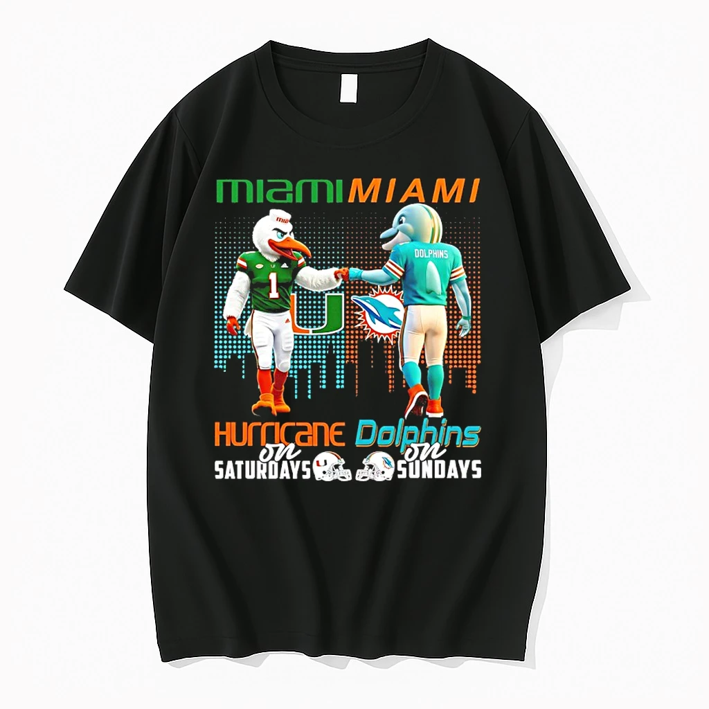 Miami Hurricane On Saturday And Miami Dolphins On Sundays Mascot Shirts