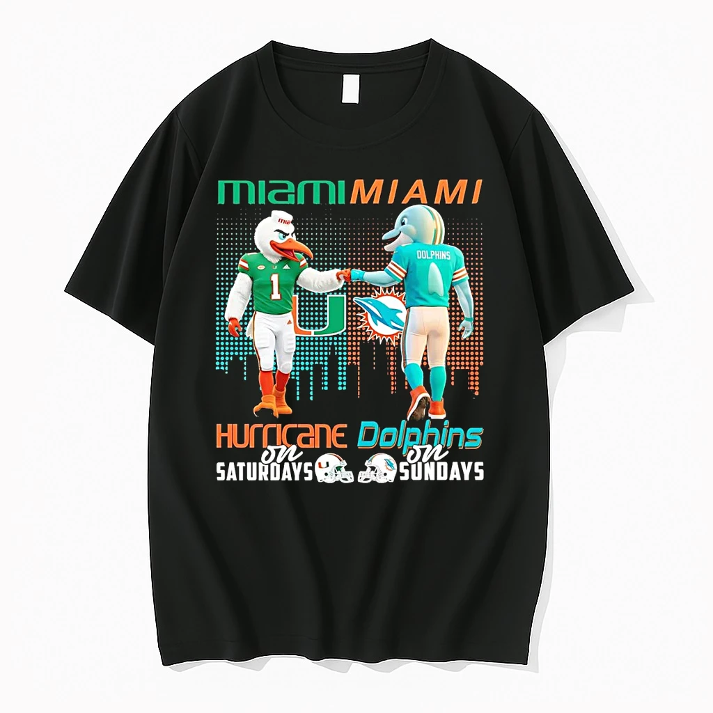 Miami Hurricane On Saturdays Miami Dolphins On Sundays Mascot Shirts