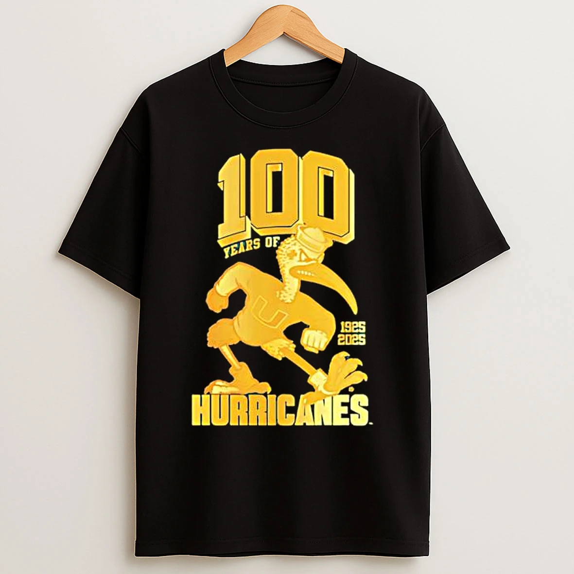 Miami Hurricanes 100 Years Sebastian The Ibis Mascot 1925 2025 T Shirts