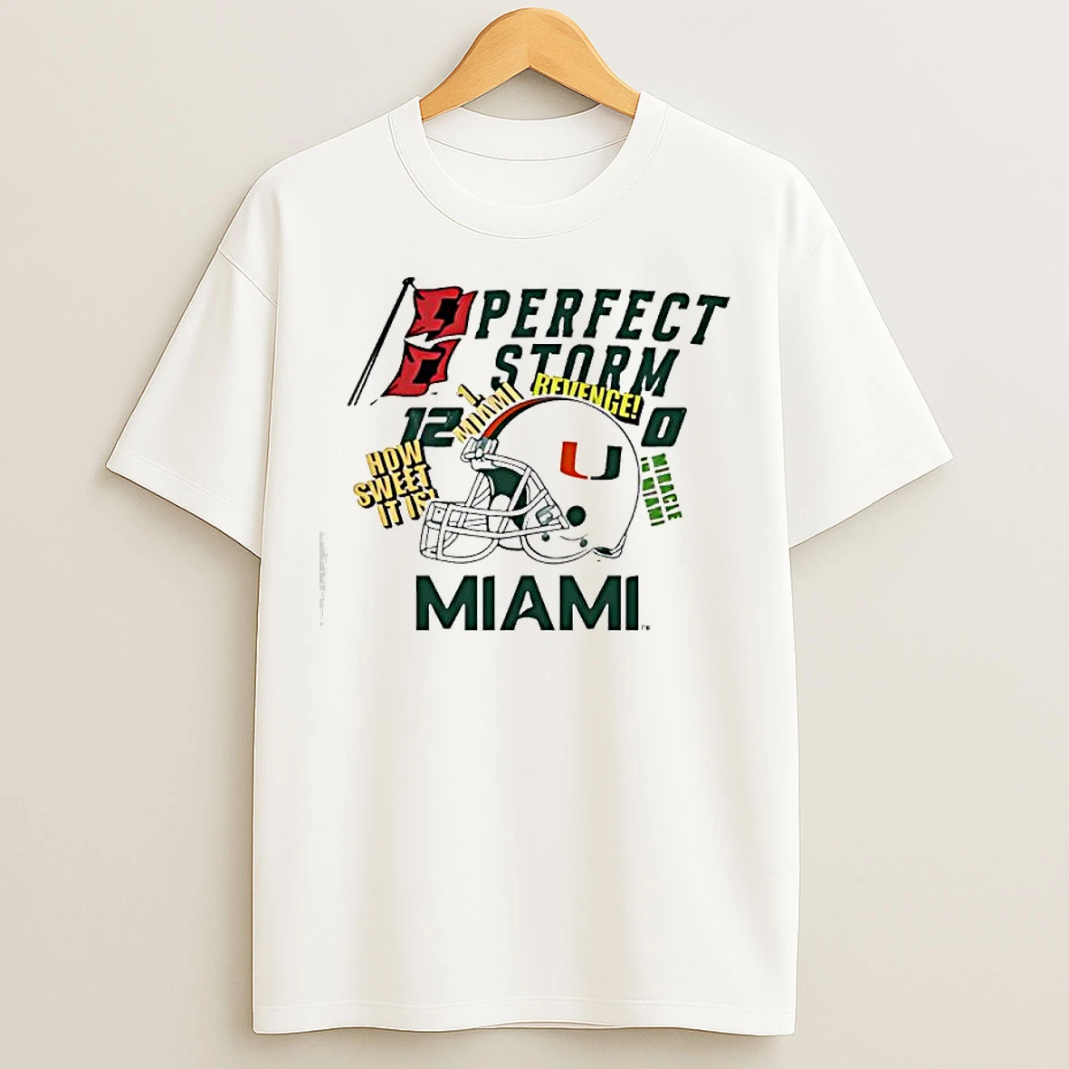 Miami Hurricanes Miracle In Miami Perfect Storm Helmet Logo T Shirts