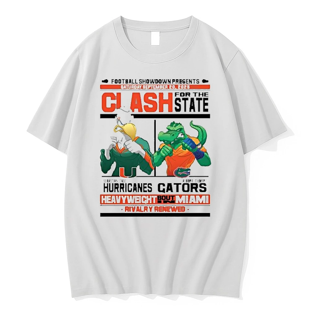Miami Hurricanes Vs Florida Gators Clash For The State 2025 Football Showdown Shirts