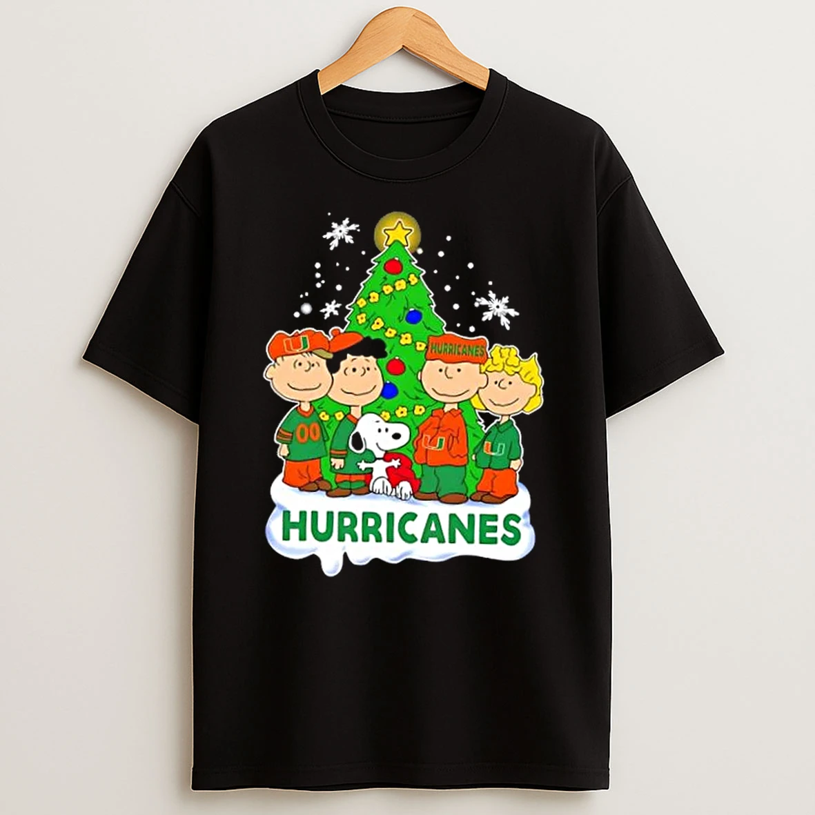 Miami Hurricanes X Peanuts Snoopy And Friends Christmas Tree Shirts