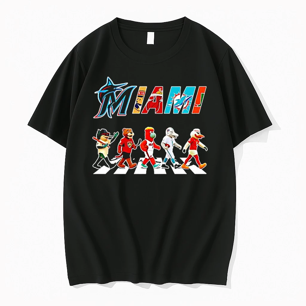 Miami Sports Teams Walking Abbey Road Mascots Shirts