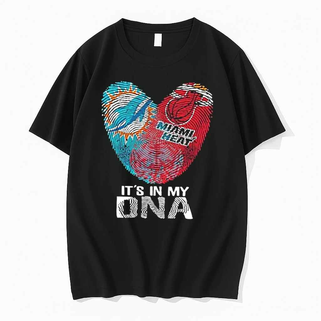 Miami City Sports Dolphins X Heart Its In My Dna Fingerprint Heart Shirts