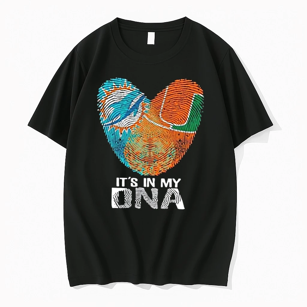 Miami City Sports Dolphins X Hurricanes Its In My Dna Fingerprint Heart Shirts