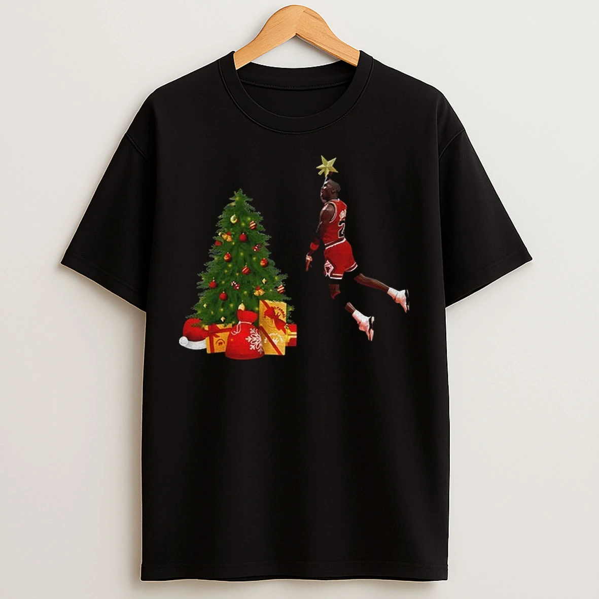 Michael Jordan Putting The Star On The Tree Basketball Christmas T Shirts