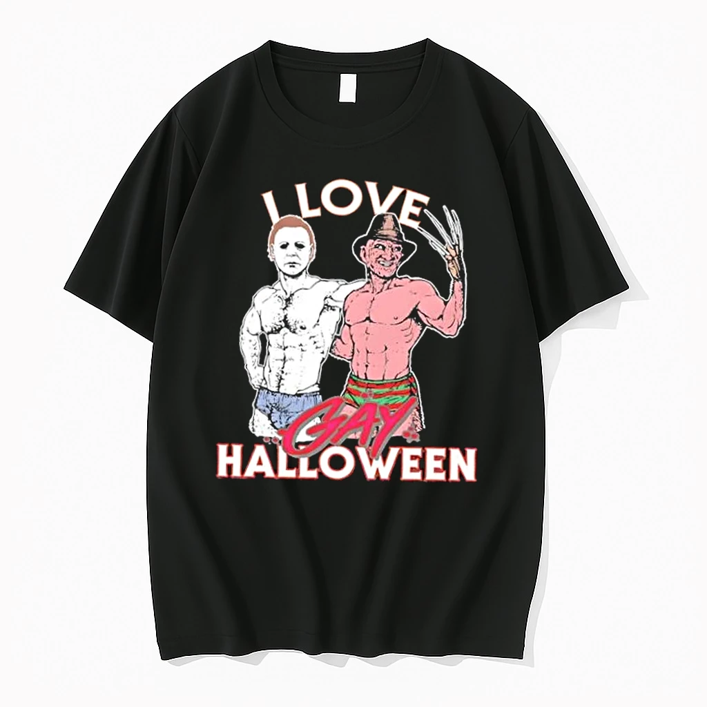 Michael Myers X Freddy Krueger I Love Gay Halloween Shirts