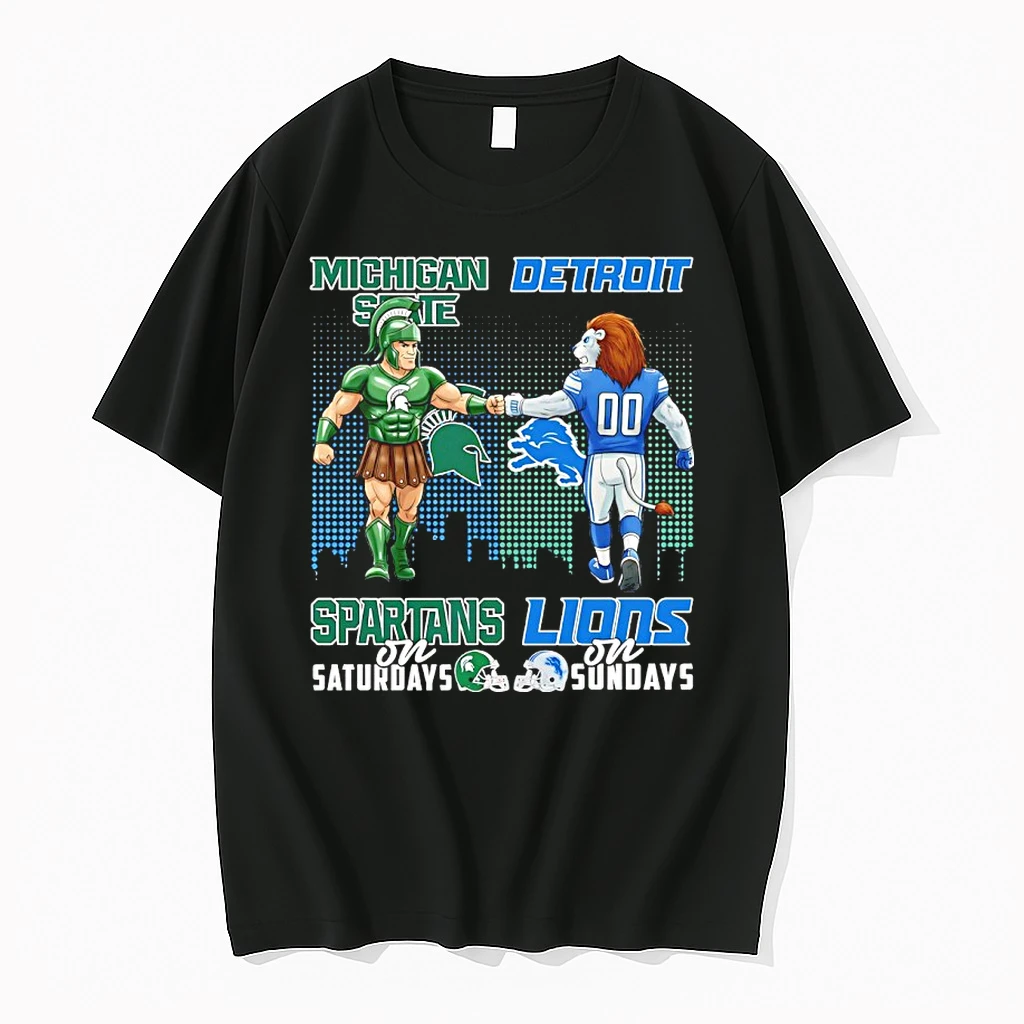 Michigan State Spartans On Saturday And Detroit Lions On Sundays Mascot Shirts
