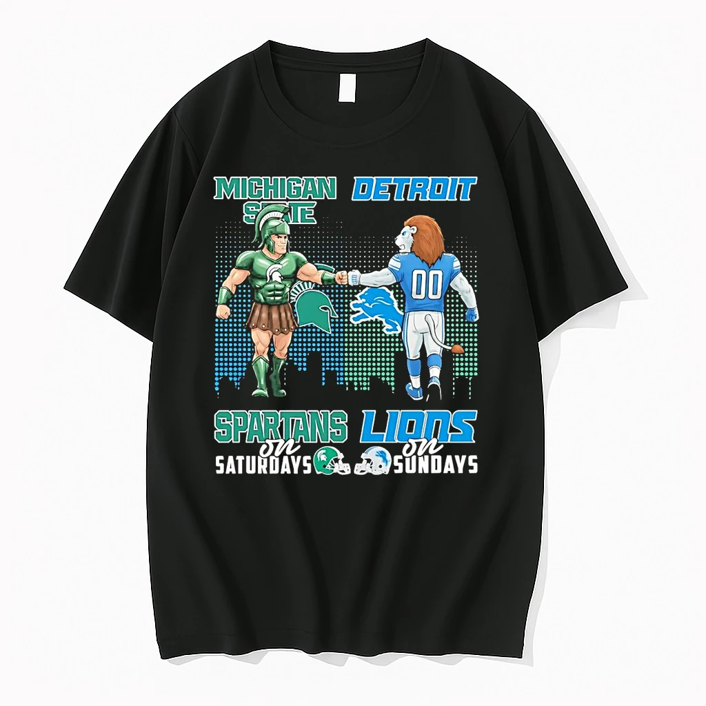 Michigan State Spartans On Saturdays Detroit Lions On Sundays Mascot Shirts