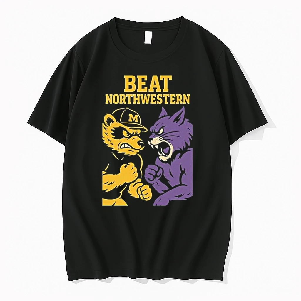 Michigan Wolverine Mascot Beat Northwestern Wildcats 2025 Rivalry Shirts