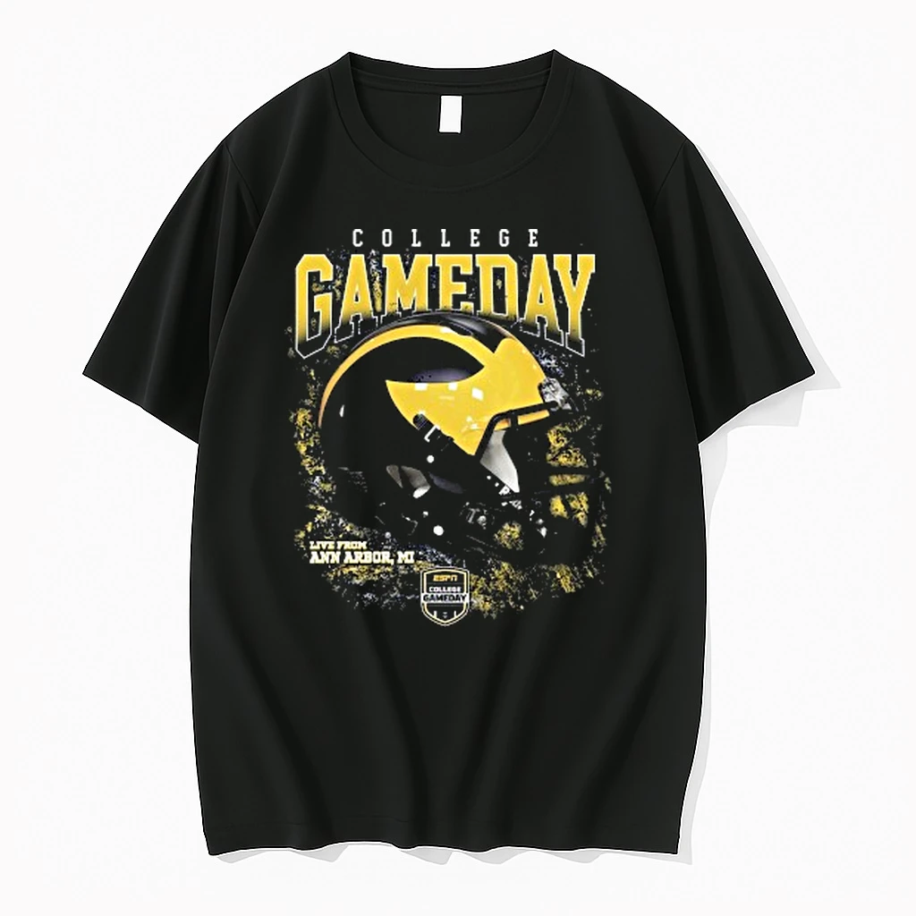 Michigan Wolverines College Gameday Live From Ann Arbor Mi Helmet 2025 Shirts
