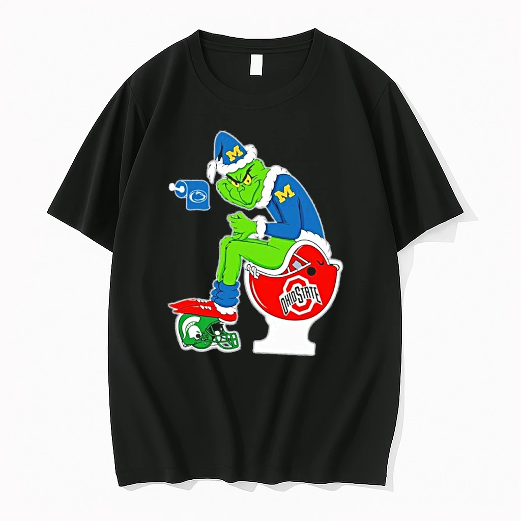 Michigan Wolverines Mich Grinch Sitting On Ohio State Buckeyes Christmas Shirts