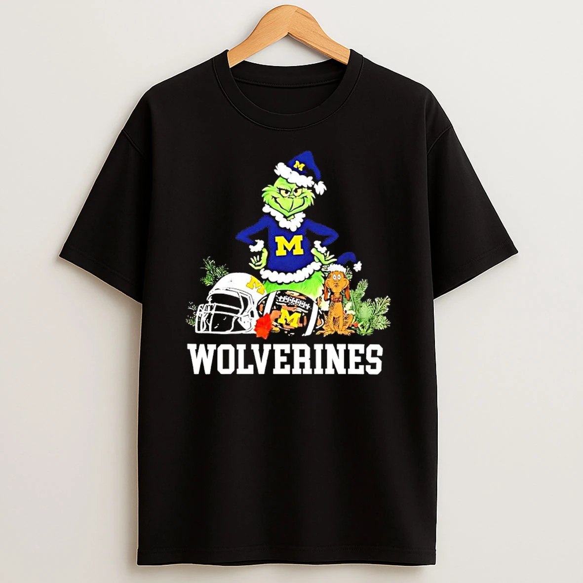 Michigan Wolverines The Grinch And Max Helmet Christmas 2025 Shirts