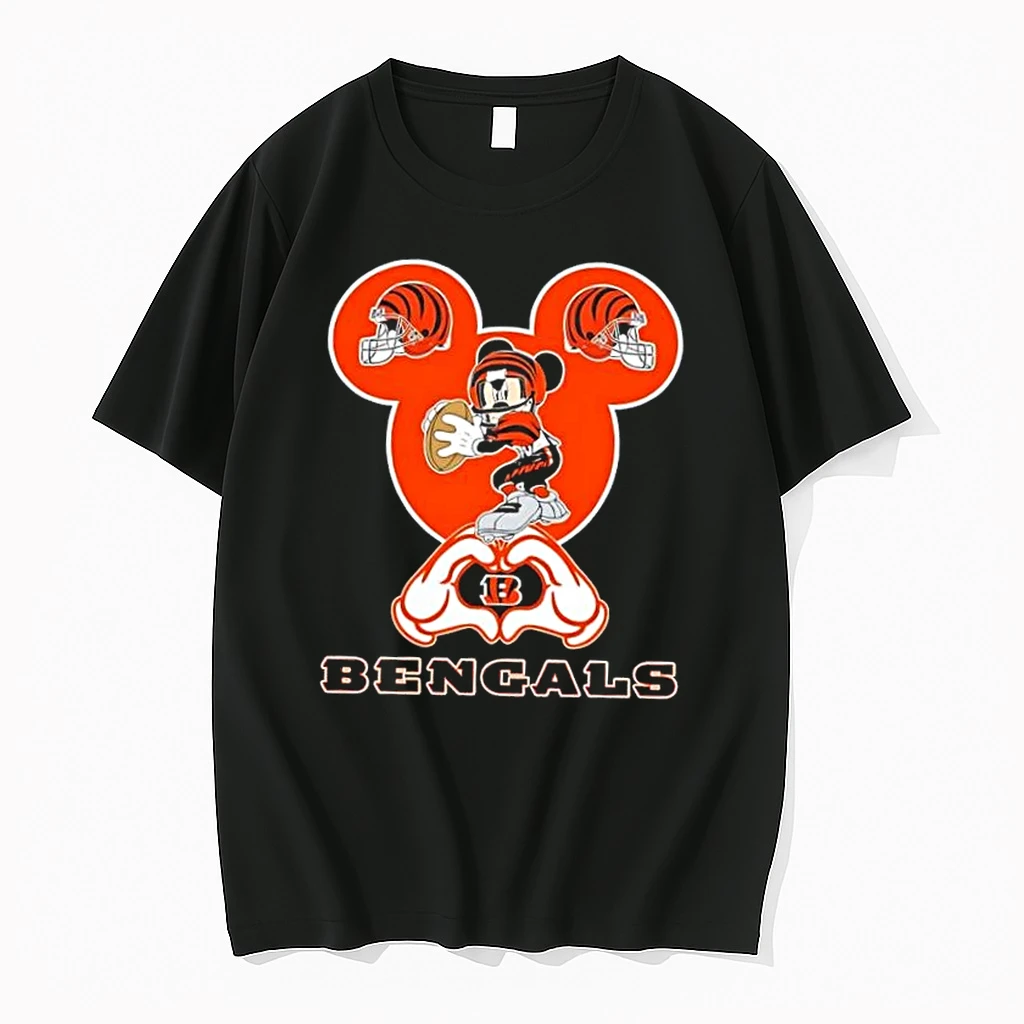 Mickey Hands Heart Cincinnati Bengals Football Shirts